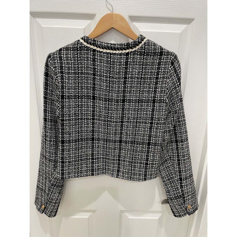 Sugarlips Black & White‎ Tweed Blazer with Braided Trim - Picture 3 of 13